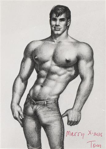 TOM OF FINLAND (1920-1991) Group of 4 Photographs Signed, or Inscribed and Signed, Tom, to Ambrose, in red or black ink,